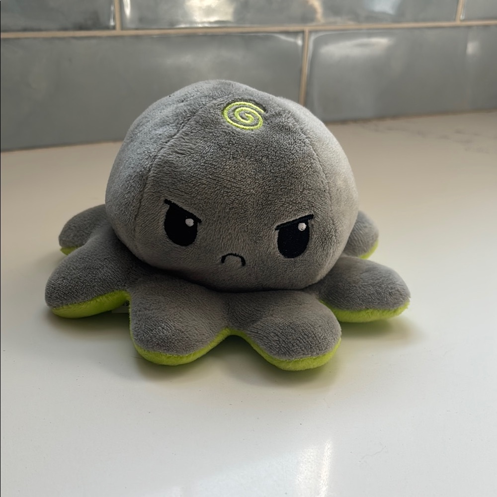 Reversible Gray and Green Octopus Plush Toy